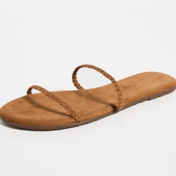 TKEES Shoes - Brand New TKEES Gemma Braid Slides size 8 Camel